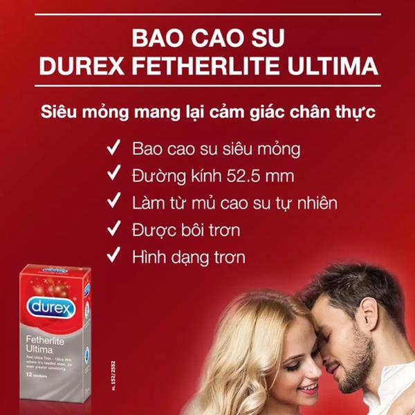 Bao cao su siêu mỏng Durex Fetherlite Ultima giá rẻ